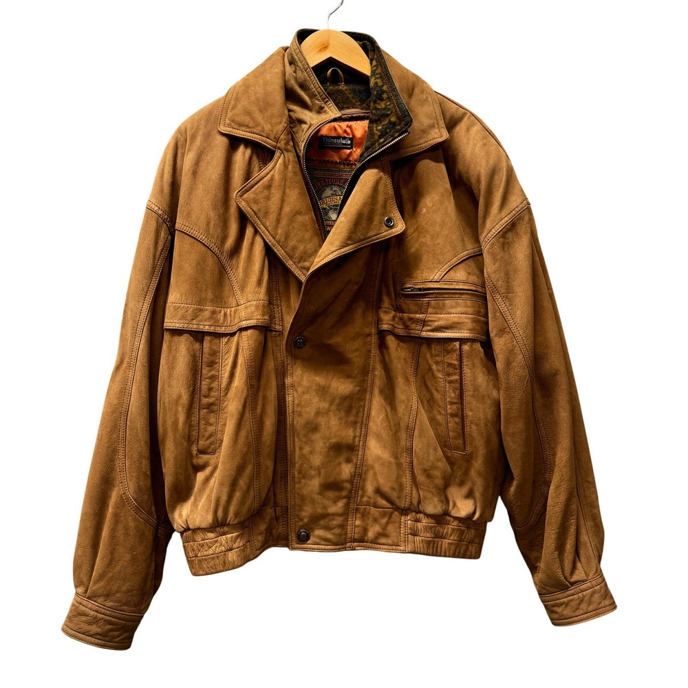 Wilsons Leather Jacket Adventure Bound Originals Mens L Thinsulate Bomber Brown